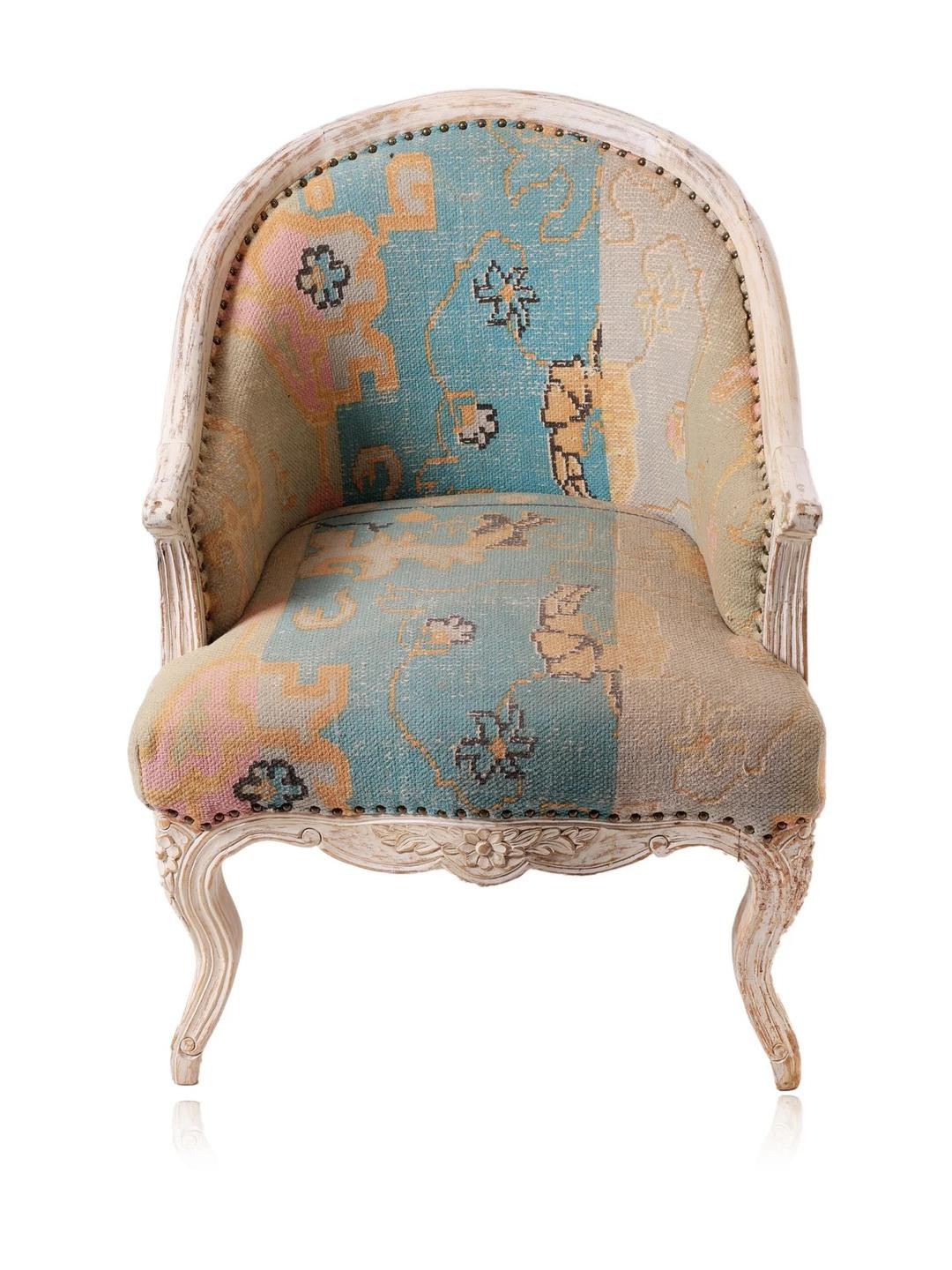 House Of Accents French Courbe Chair with Ethnic Upholstery