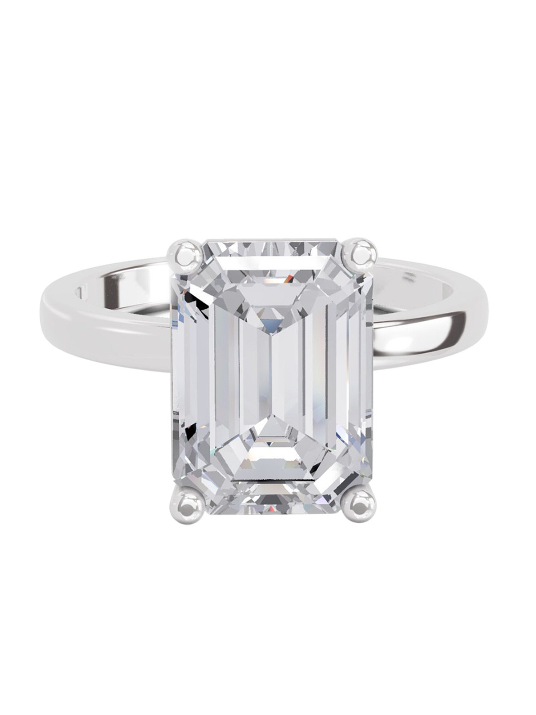 Sparkles 14K White Gold Lab Grown Diamond 5 Carat Emerald Shape Diamond Ring