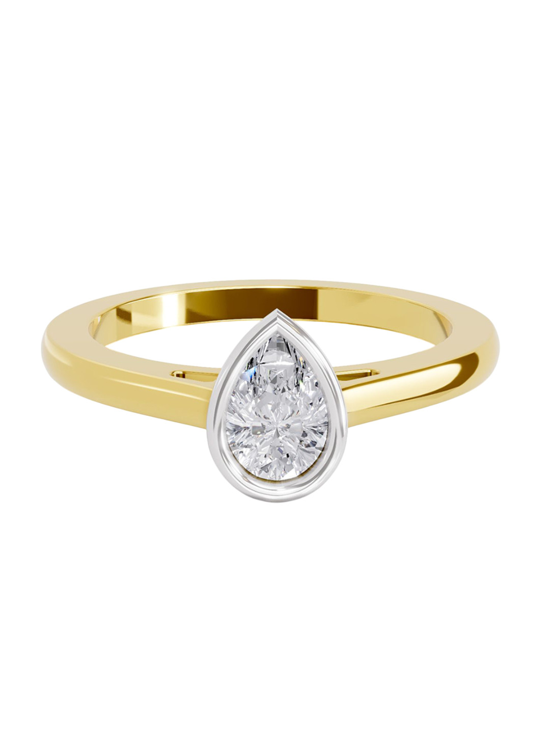 Sparkles 14K Yellow Gold Lab Grown Diamond 0.5 Carat Pear Shape Diamond Ring