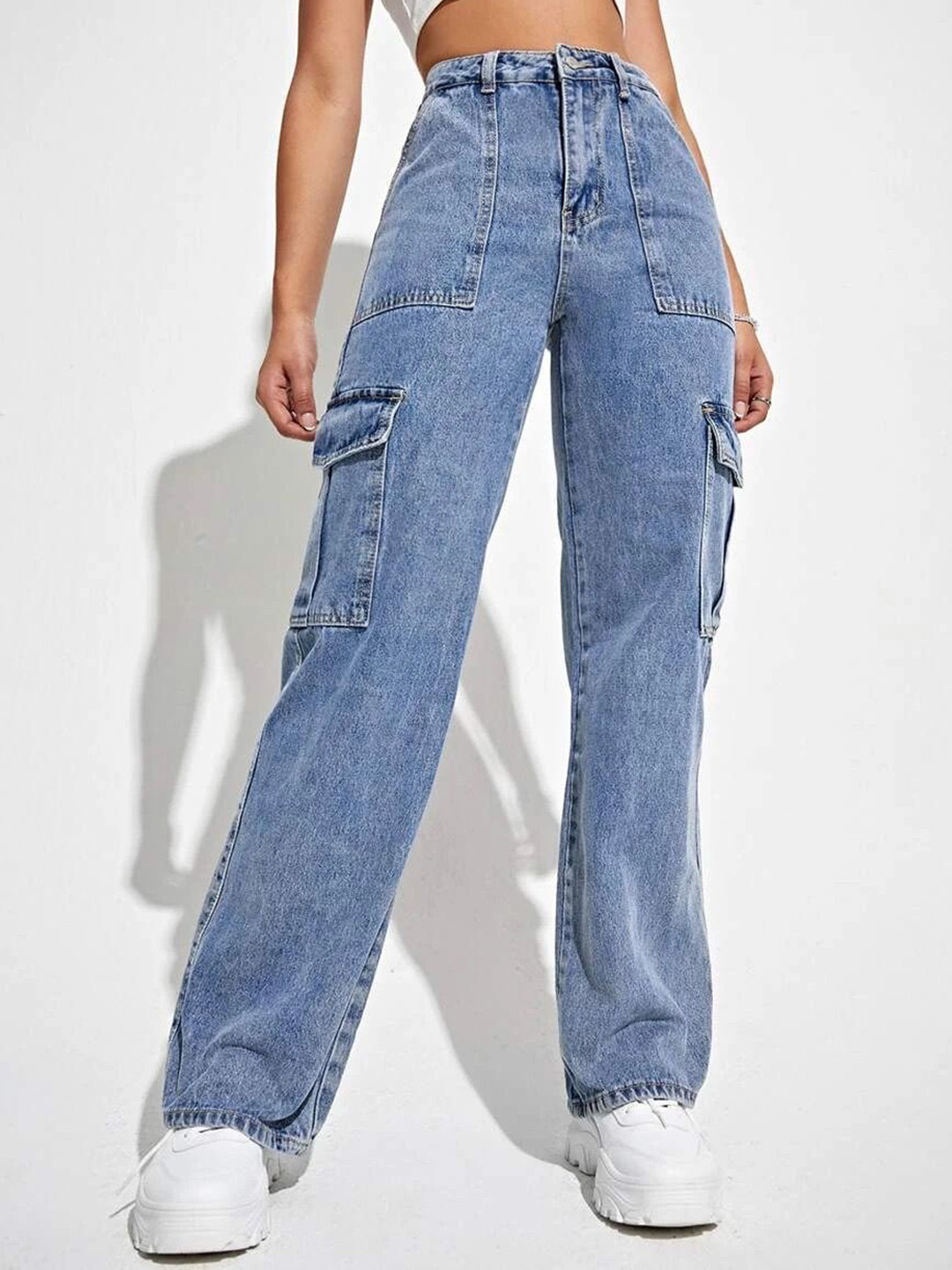 XWAGER Women Comfort Regular Fit Mid-Rise Heavy Fade Jeans