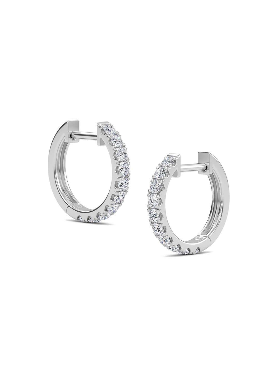 SHINE ETERNAL 14 Kt White Gold Lab Grown Diamond Everday Huggie Earrings