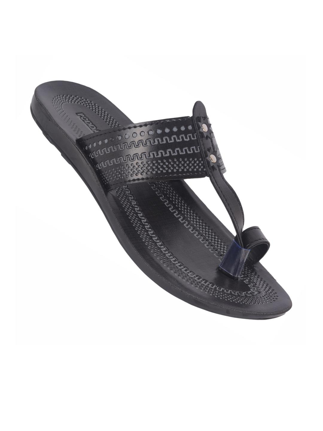 Poddar Men Men Black Casual Slip-On Sandals with Stylish Strap Design