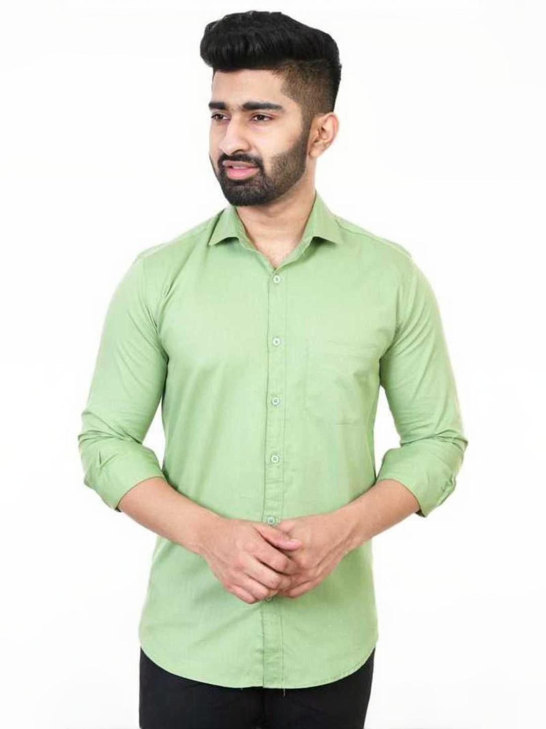 Eleni Trendz Men Green Cotton Casual Shirts