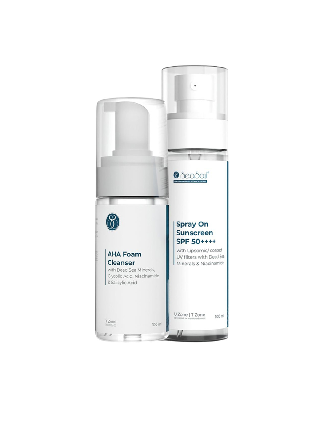 Seasoul Set Of 2 AHA Foam Cleanser & SPF 50++ Sunscreen Spray - 100 ml Each