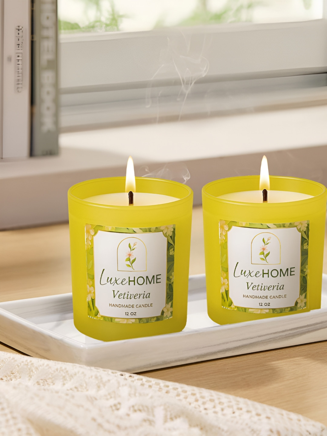 LUXEHOME INTERNATIONAL Mustard 2 pieces Jar Candle