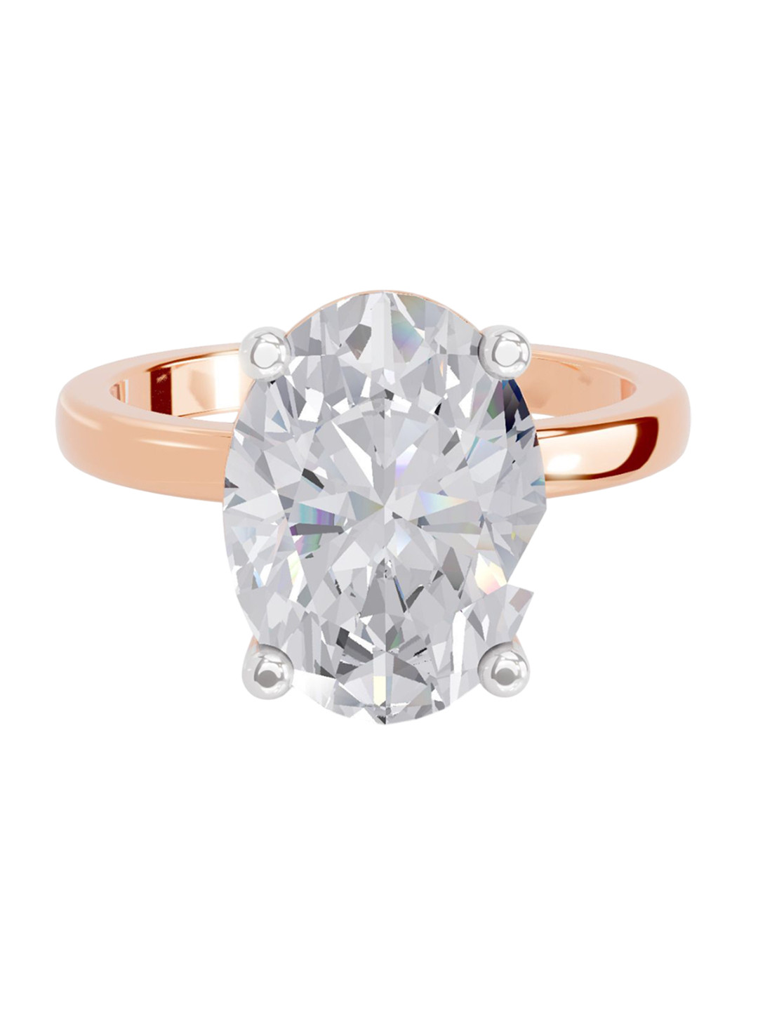 Sparkles 14K Rose Gold Lab Grown Diamond 4 Carat Oval Shape Diamond Ring