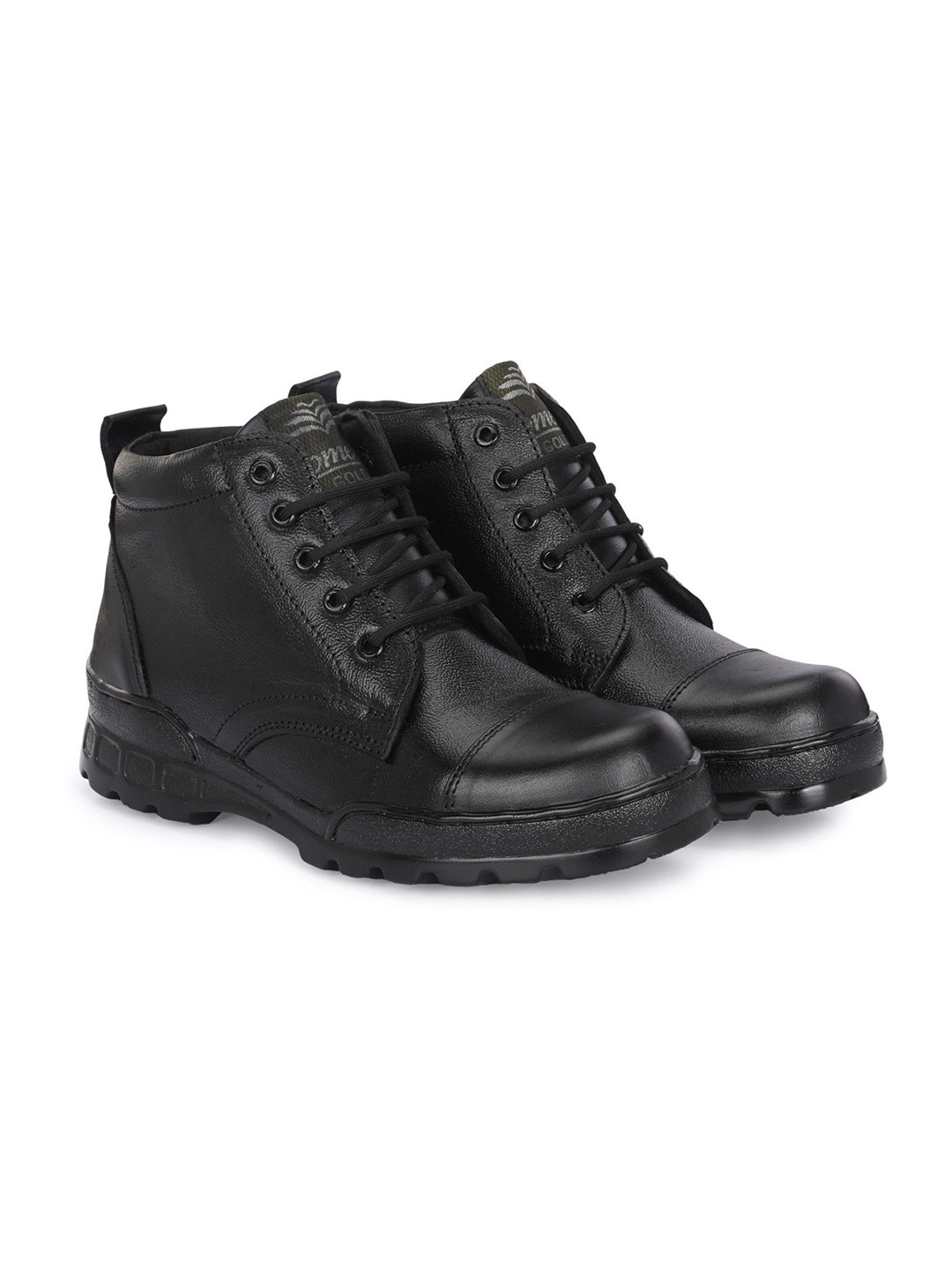 omee gold Men Side Zip Ankle Leather Army Police Military Boots