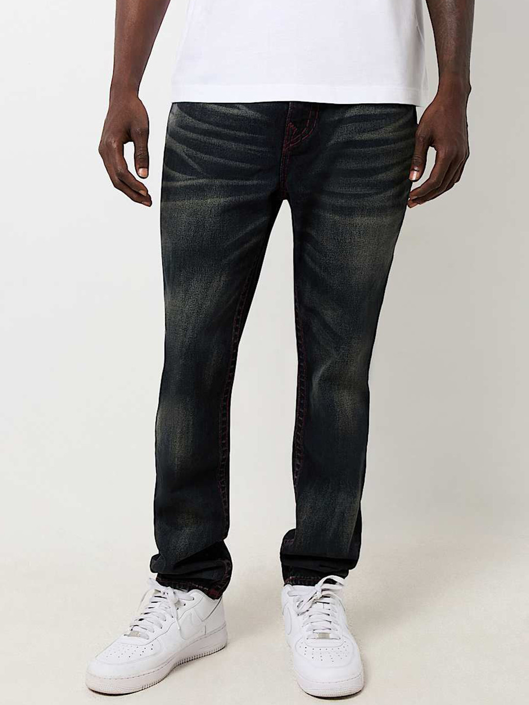 True Religion Men Cotton Rocco Super T Slim Fit Mid-Rise Heavy Fade Jeans