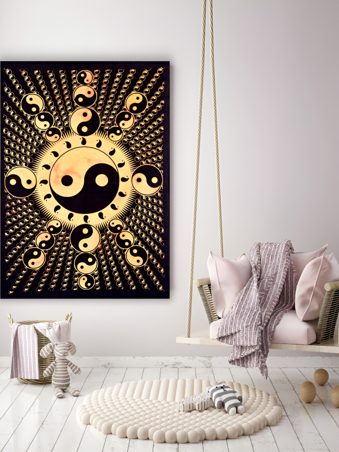 HANDICRAFT PALACE Yin Yang Printed Pure Cotton Wall Hanging Tapestry