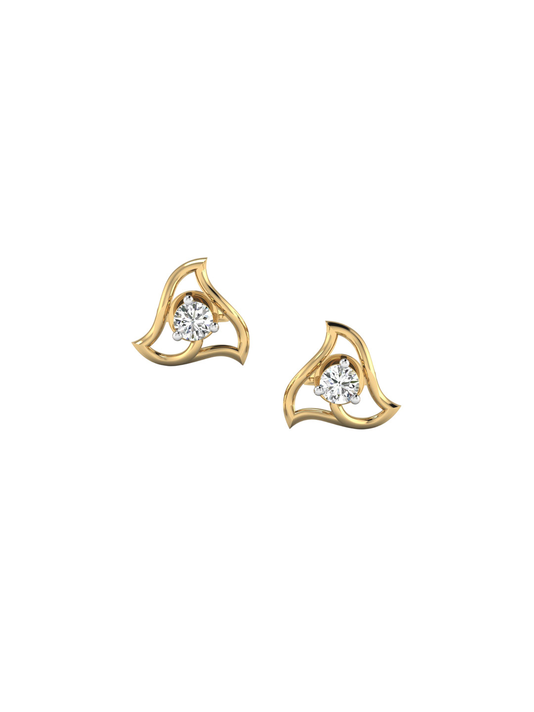 SHINE ETERNAL 14 Kt Yellow Gold Lab Grown Diamond Swirling Grace Stud Earrings