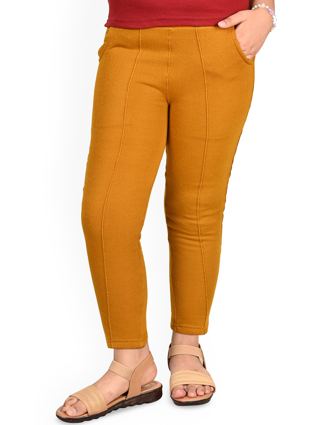 BAESD Girls Relaxed Slim Fit High-Rise Wool Warm Stylish Trousers