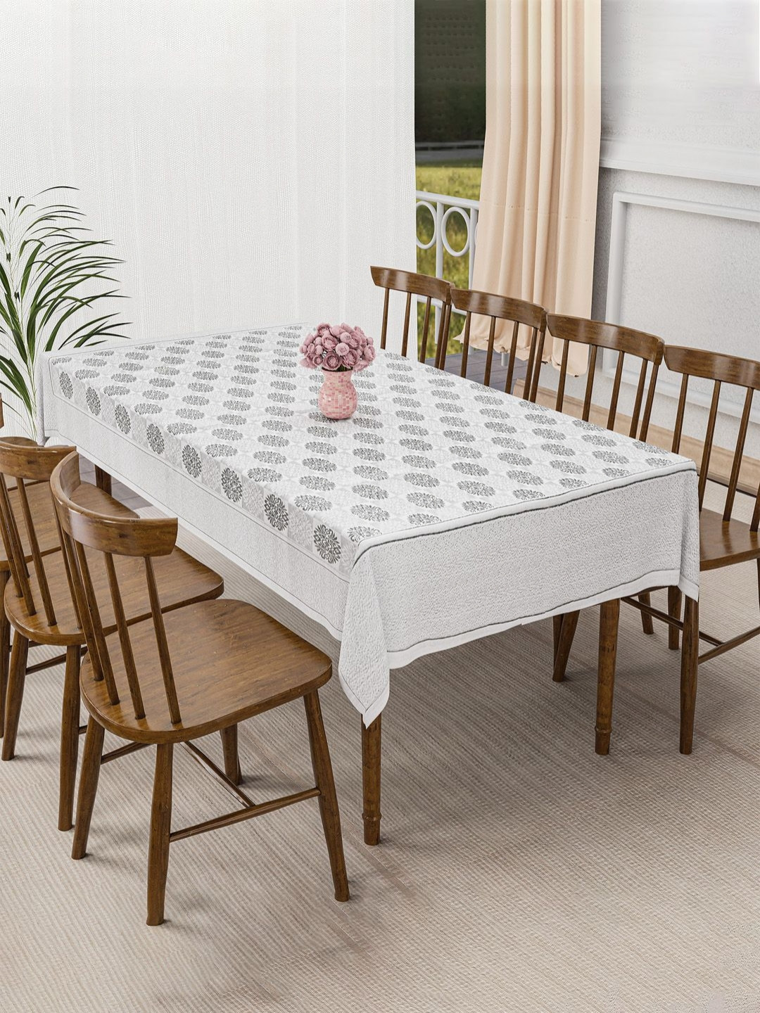 Aura Set of 2 Floral Anti-Skid Cotton Center & Dining Table Covers