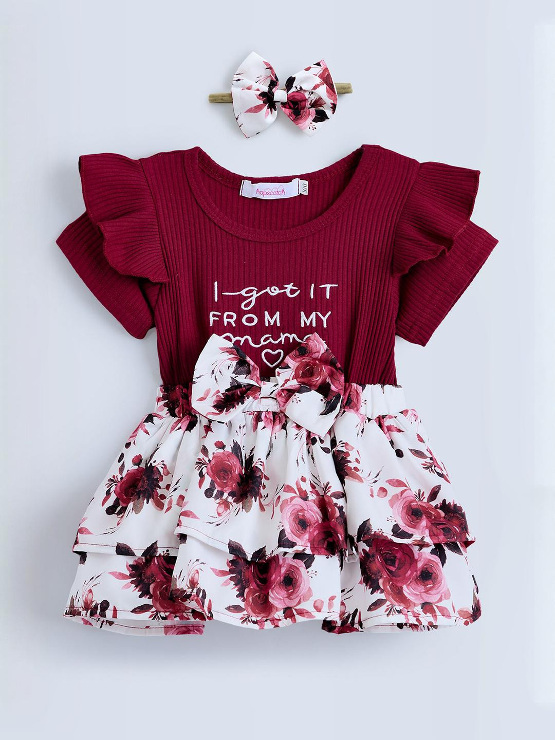 Hopscotch Women Ruffles Embellished Onesie