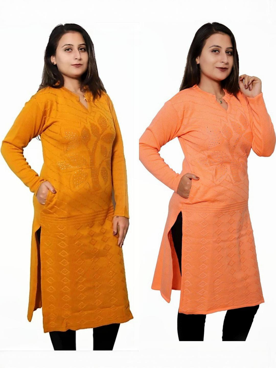 JAPROZ Women Gold Wool  Kurtas