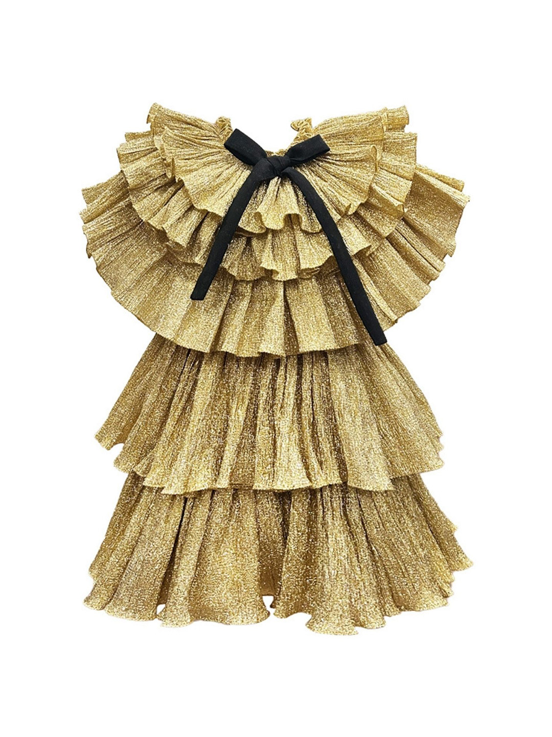 Alyaansh Couture Girls Layered Shimmer Fit & Flare Dress