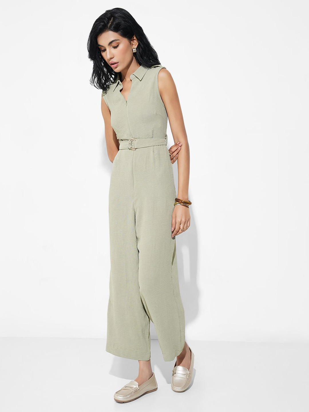 Annabelle by Pantaloons Shirt Collar Jumper Maxi Dress