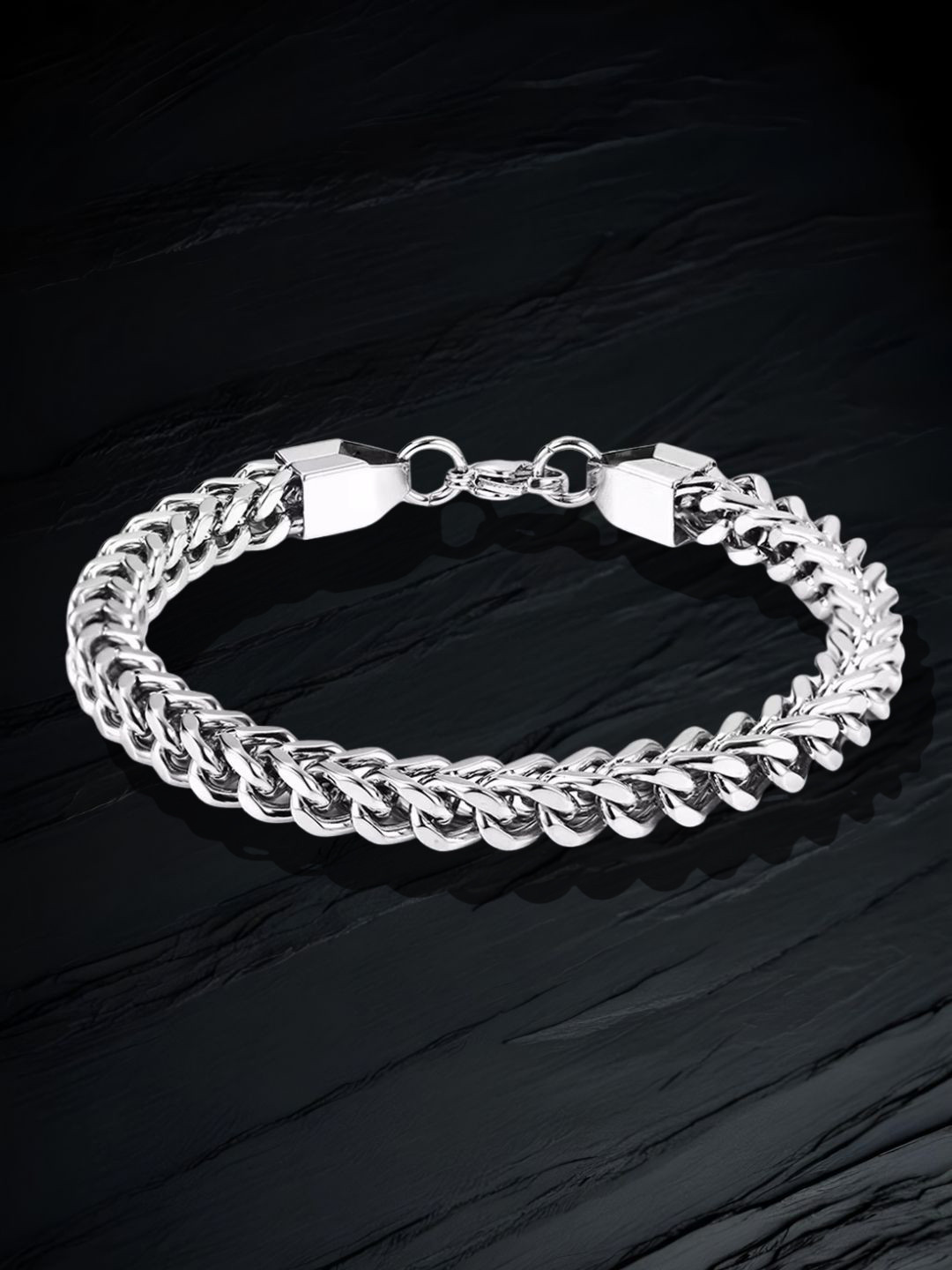 Vivnits Unisex Stainless Steel Silver Plated Link Bracelet