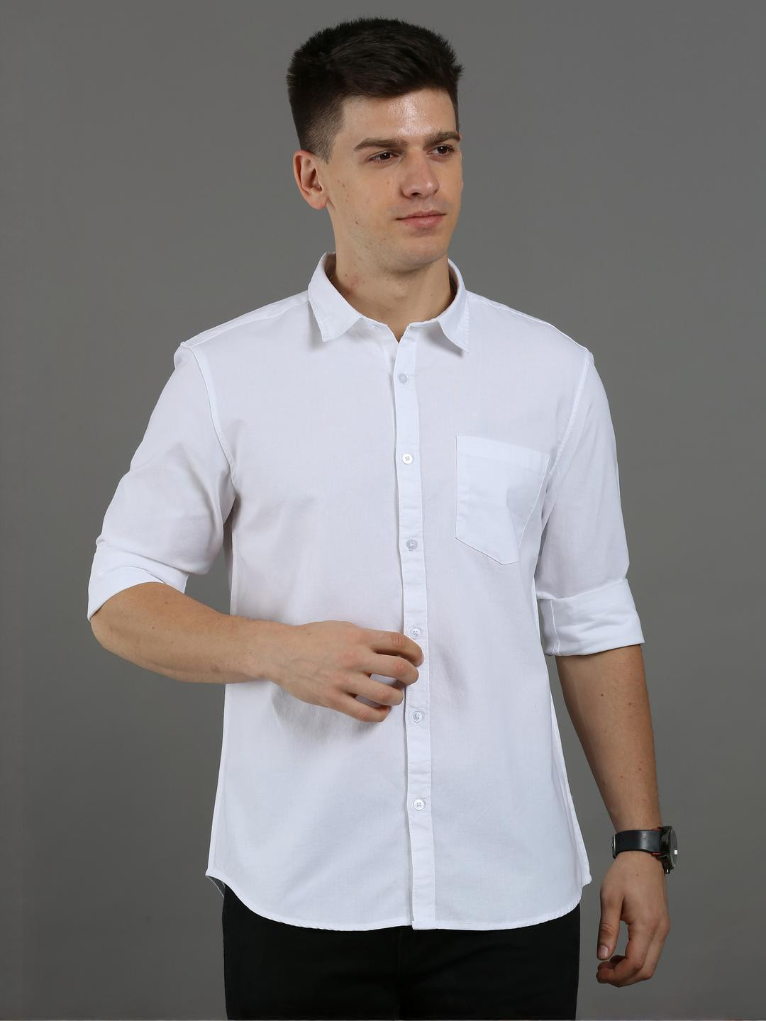 Eleni Trendz Men White Cotton Formal Shirts