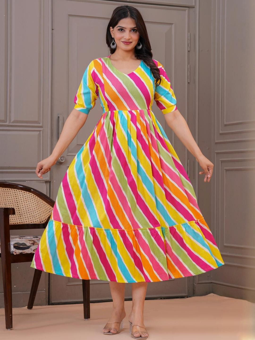 Moda Rapido Multicoloured Ethnic Motifs Maxi Dress