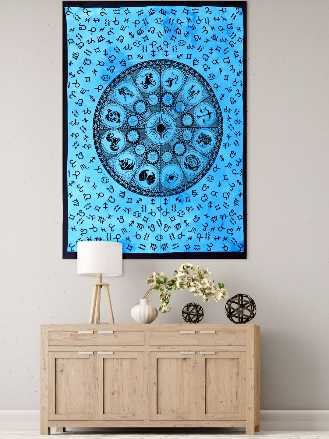 HANDICRAFT PALACE Unisex Astrology Mandala Printed Cotton Wall HangingTapestry