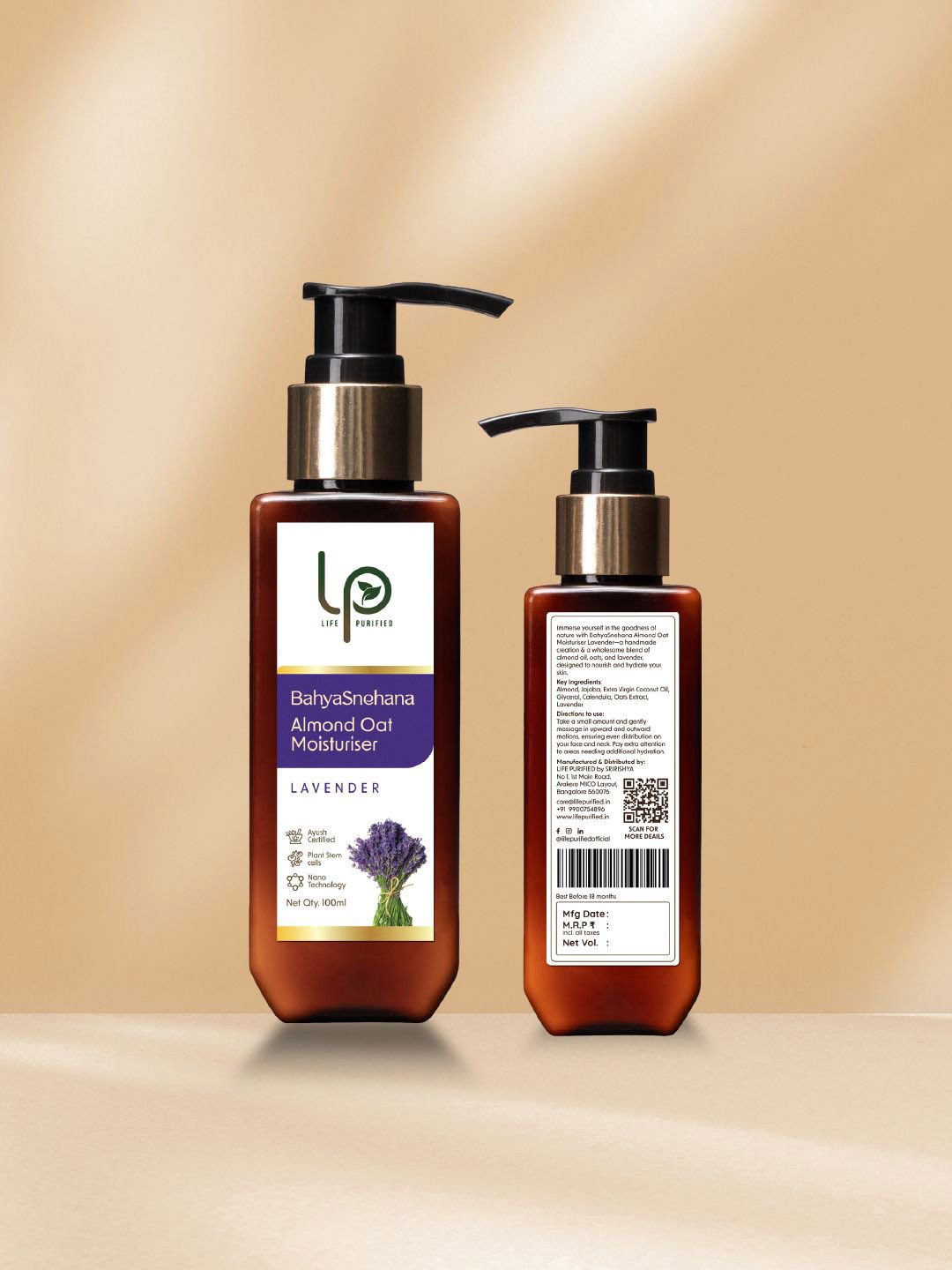 LP'S LIFE PURIFIED BahyaSnehana Almond Oat Moisturizer Body Lotion With Lavender - 100 ml