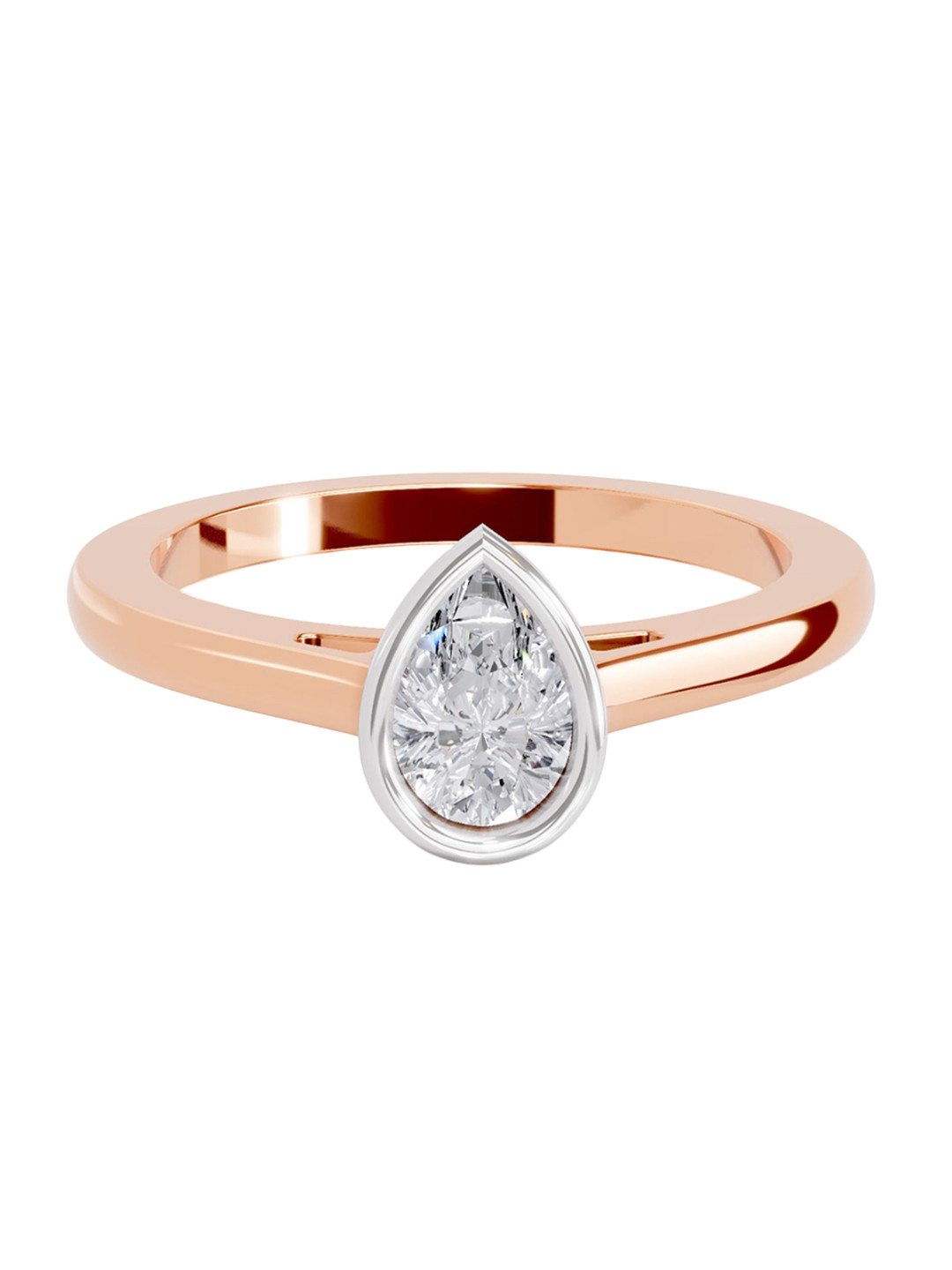 Sparkles 14K Rose Gold Lab Grown Diamond 0.5 Carat Pear Shape Diamond Ring