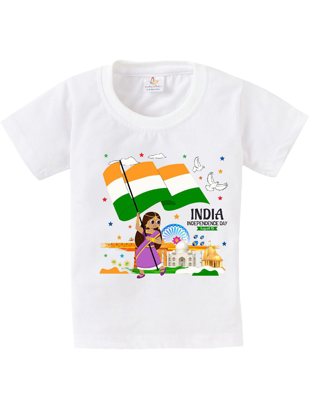 Babywish Unisex Graphic Printed Independence Day Cotton T-shirt