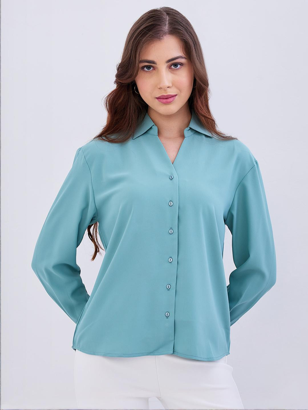 SPYKAR Women Green Polyester Casual Shirts