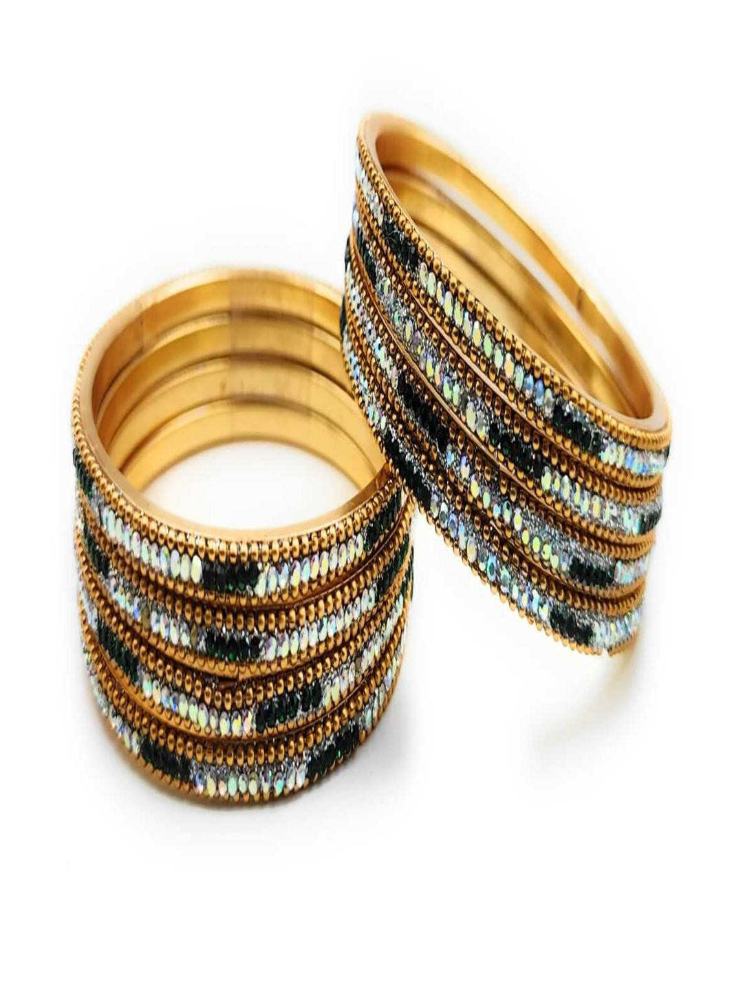 RAF DUKAN Set of 8 Alloy Artificial Stones Handcrafted Bangles