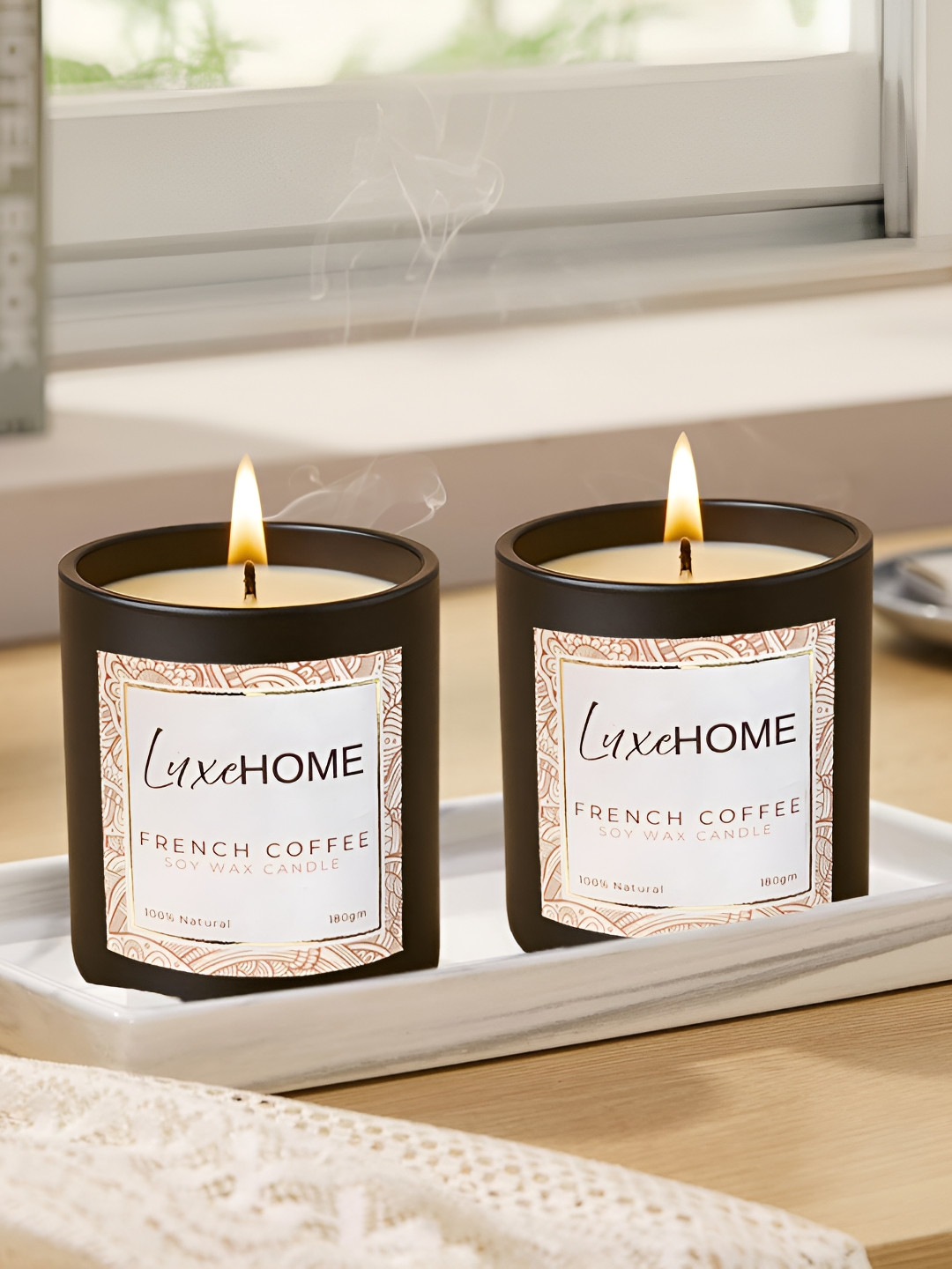 LUXEHOME INTERNATIONAL French Coffee Set Of 2 Jar Candle