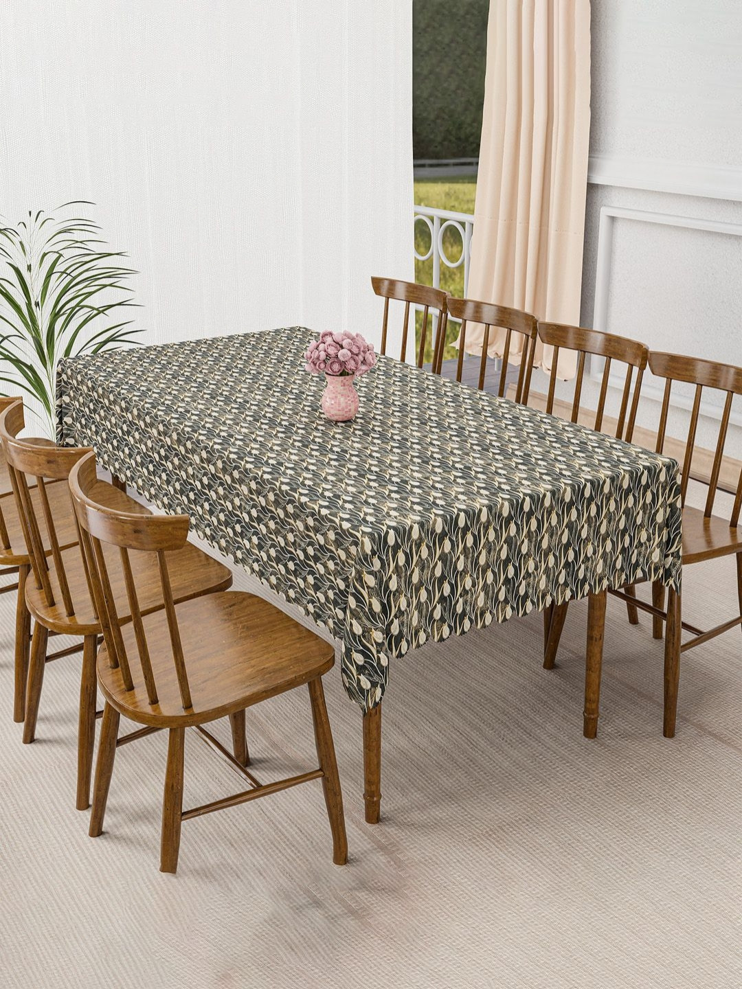 Aura Brown 54x78 Inch Waterproof Plastic 6-Seater Table Cover