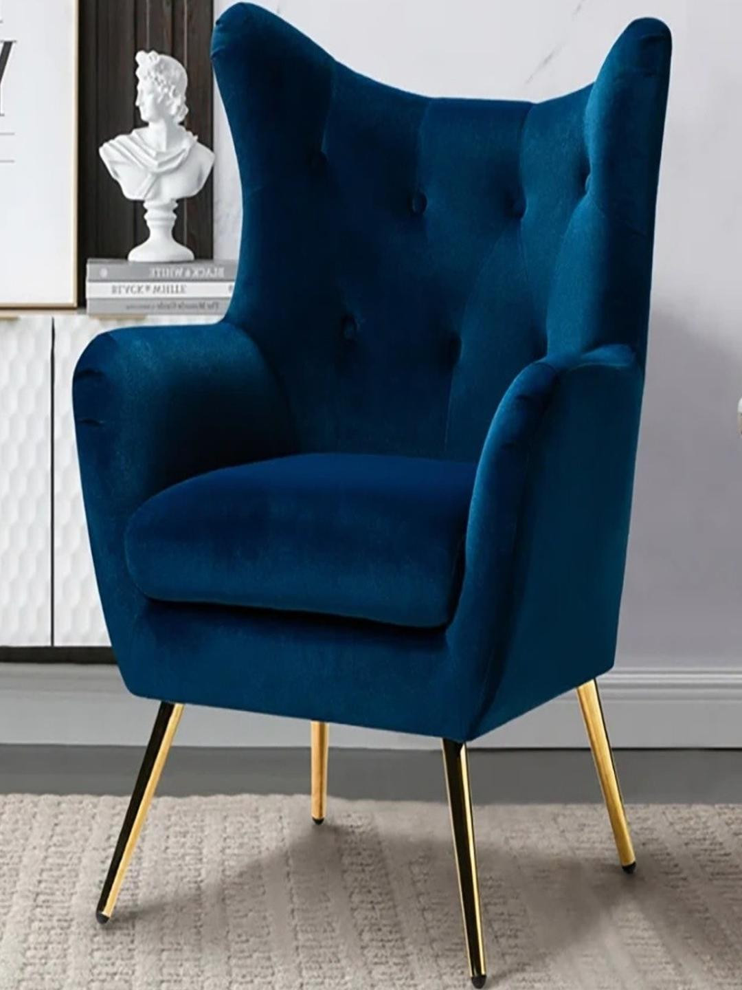 DOE BUCK Blue Wood Cushion Lounge Chair