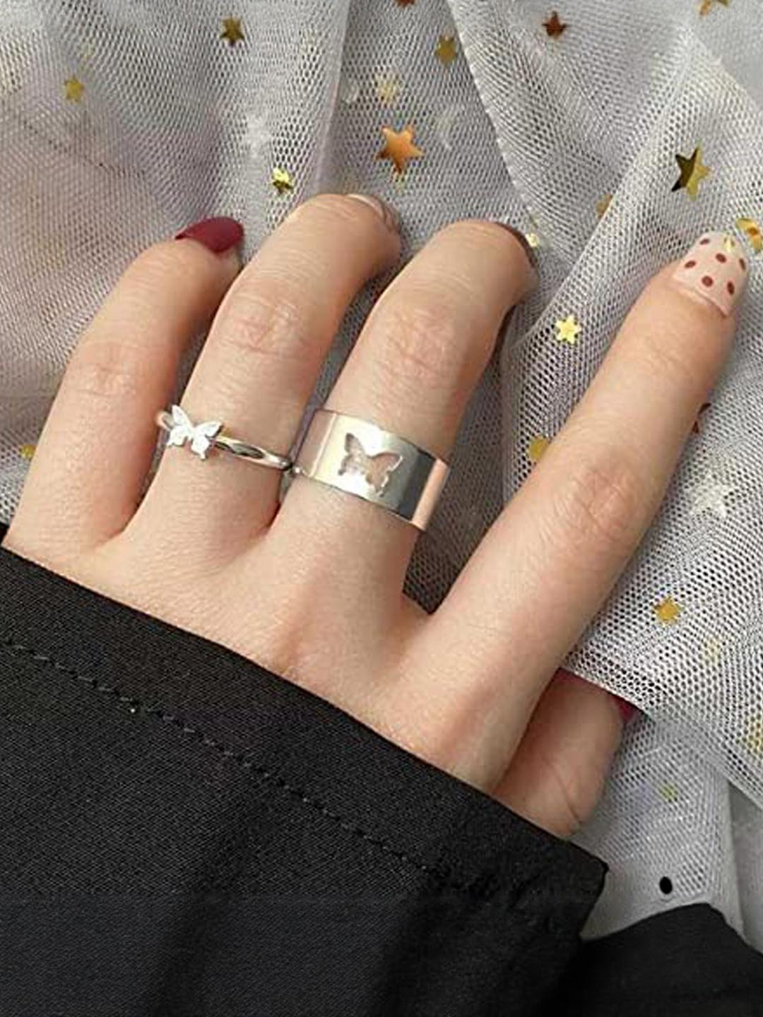 TheVineGirl Silver Butterfly Matching Couple Ring