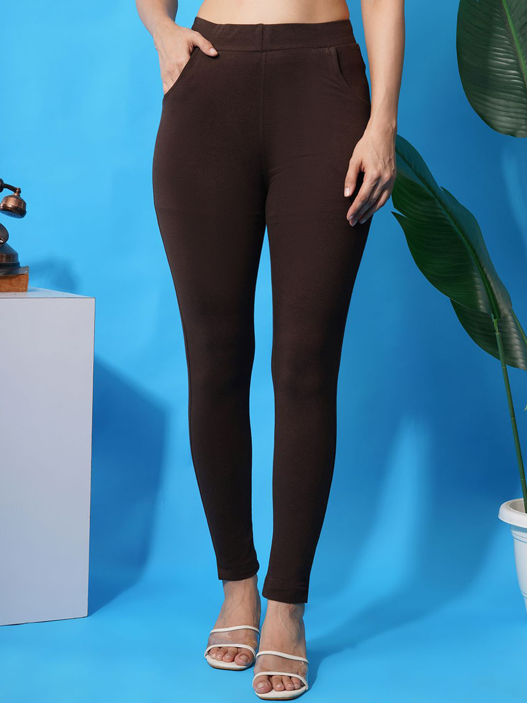 LEGITLOOKS Women Solid Ankle Length Slip On Legging With Pocket