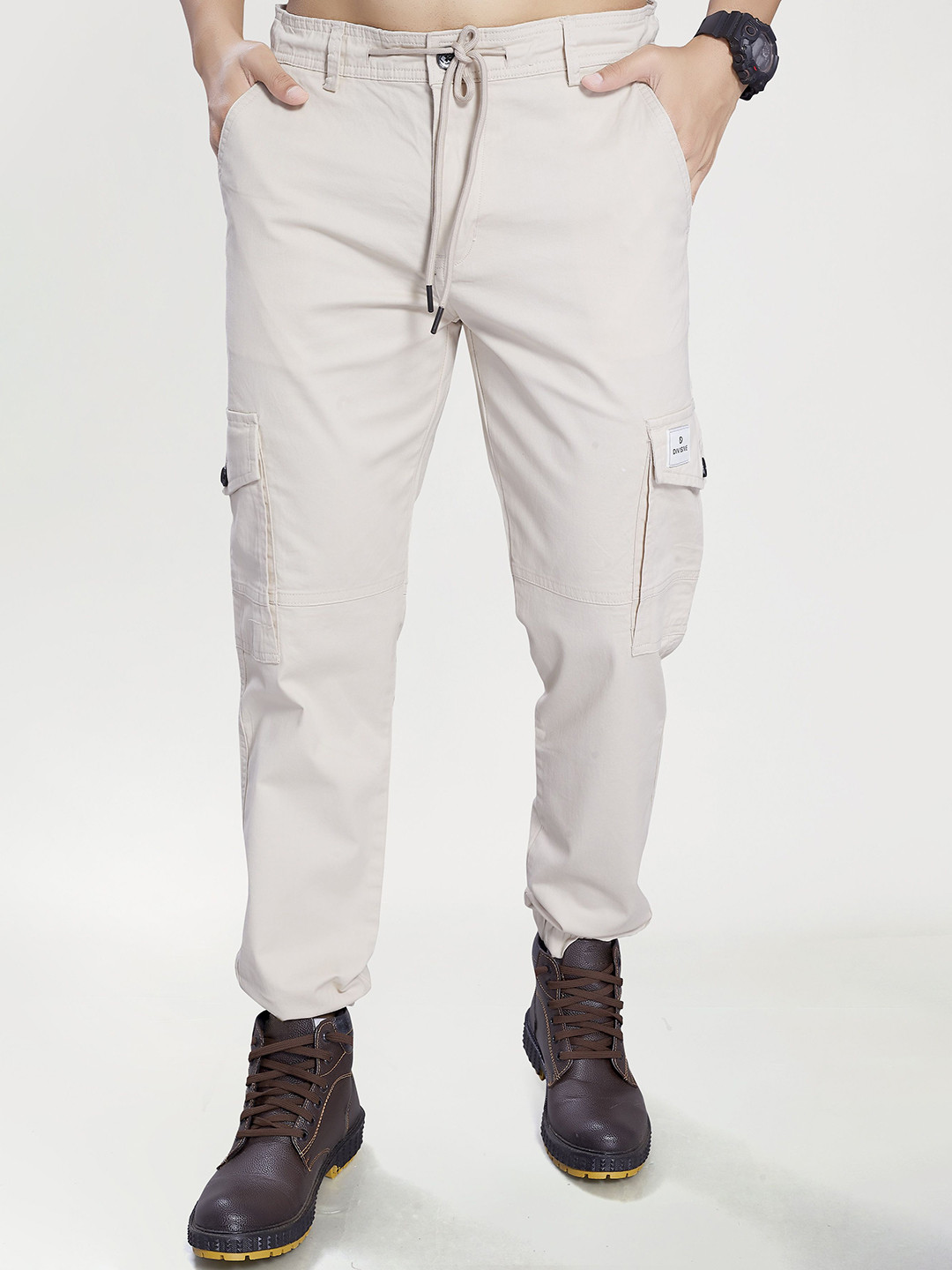 DIVISIVE Men Relaxed Straight Leg Cotton Joggers Cargo Pants