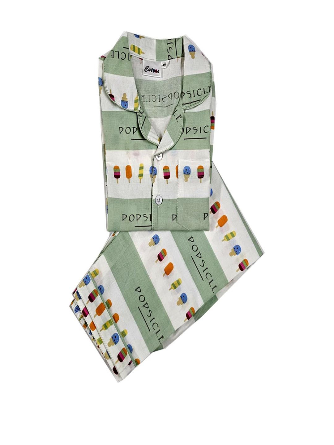 Cutoos Unisex Kids icecream Print Night suit
