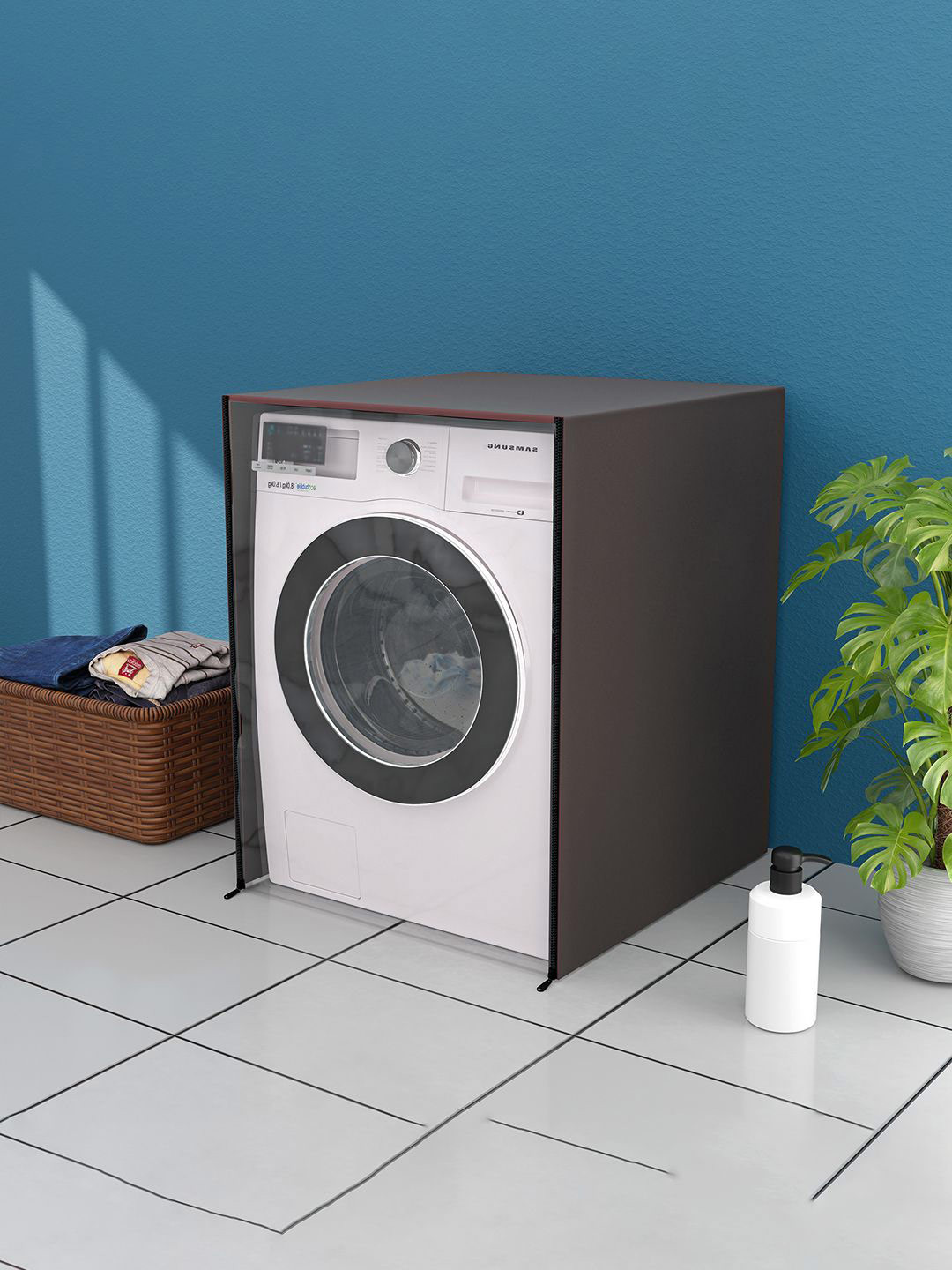 Kuber Industries Brown Anti-Dust PVC Transparent Front Load Washing Machine Cover