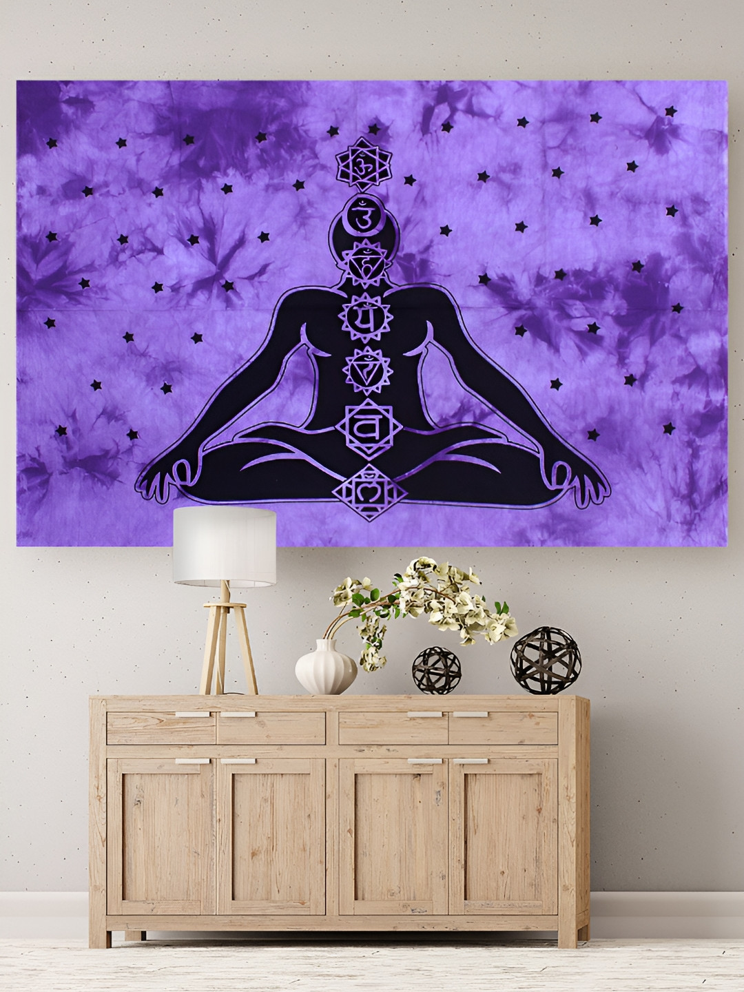HANDICRAFT PALACE Purple & Black Meditation Printed Wall Hanging Tapestry