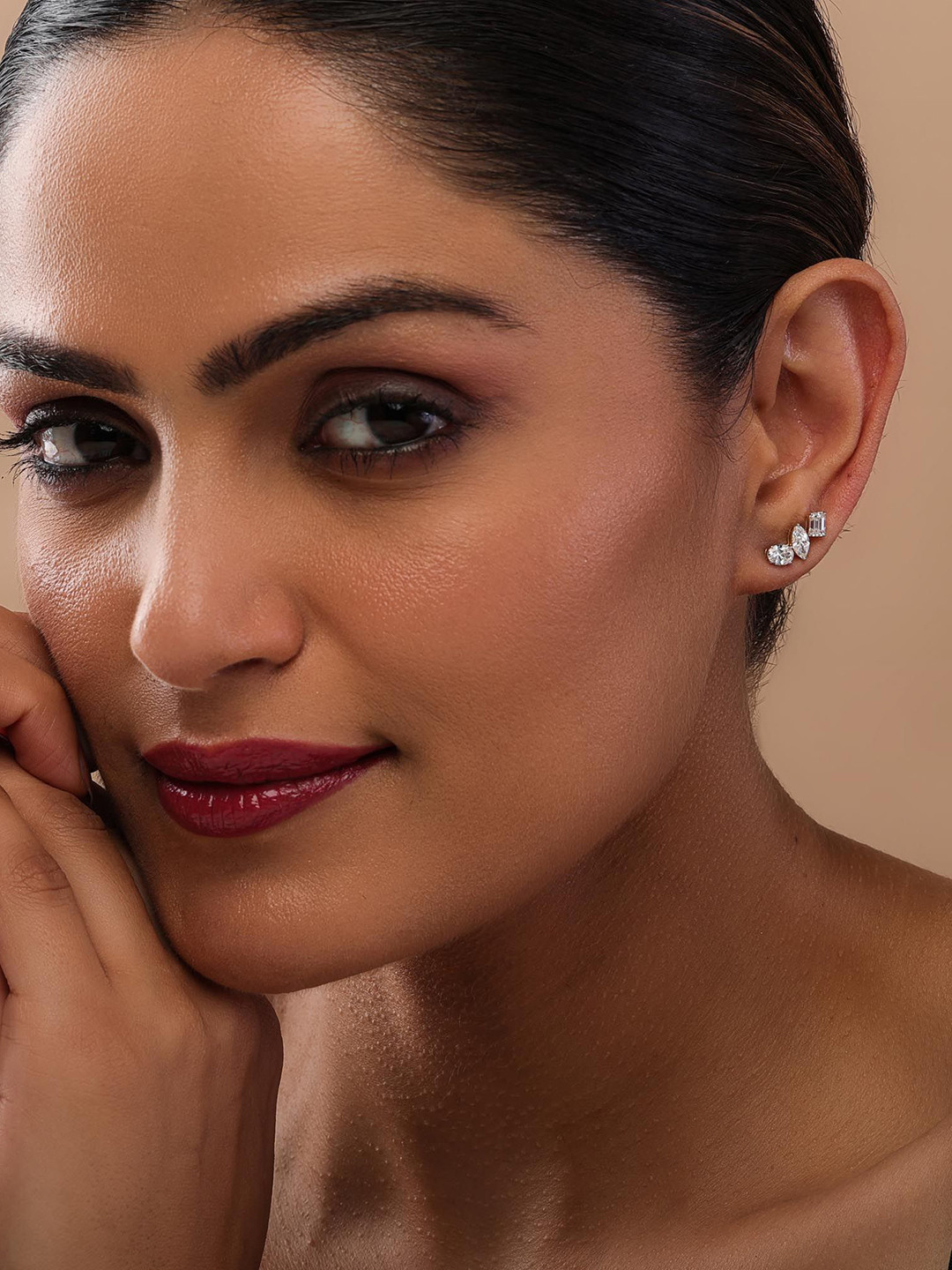 SHINE ETERNAL 18 Kt White Gold Lab Grown Diamond Mixed Fancy Cut Stud Earrings