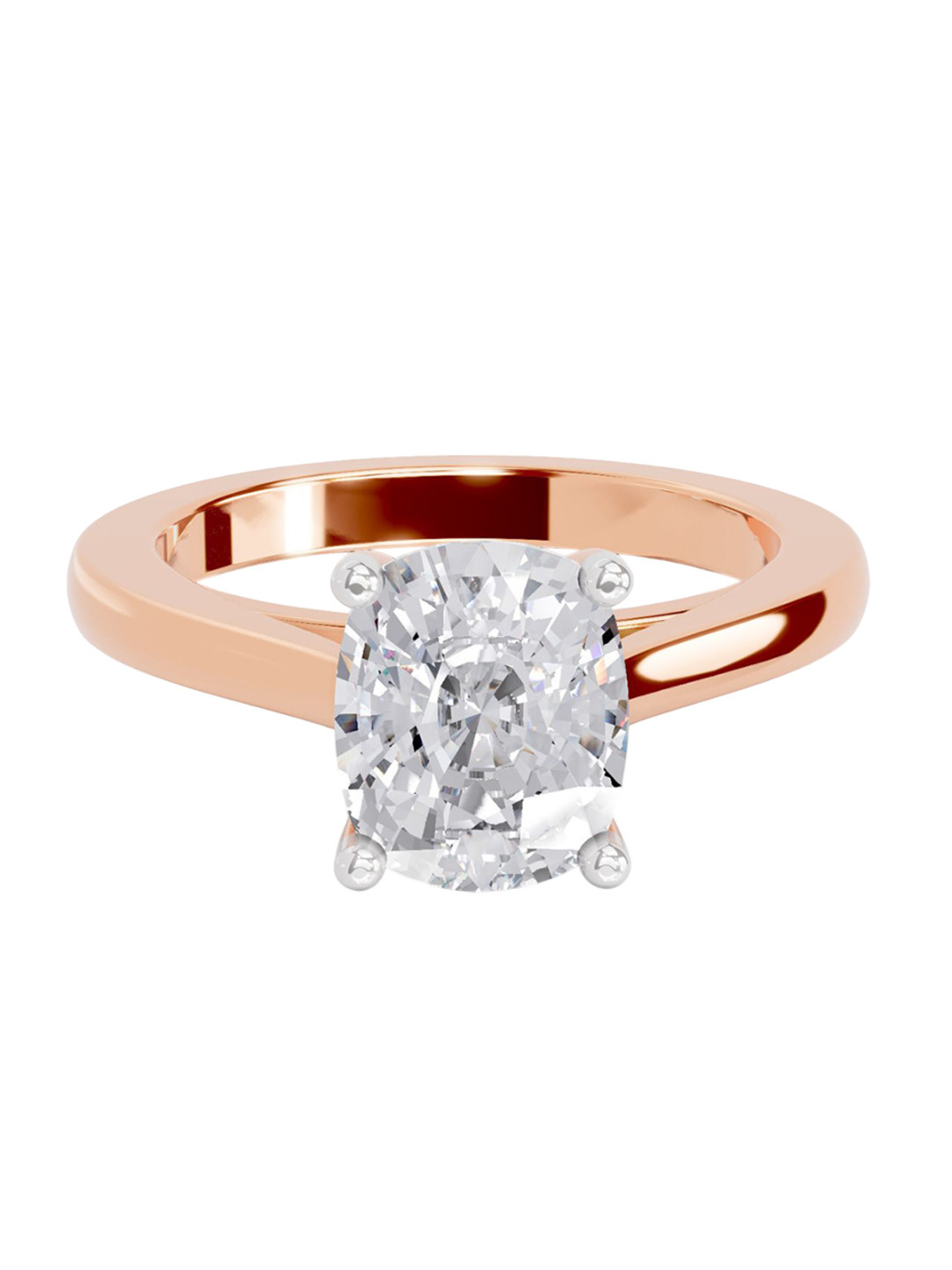 Sparkles 14K Rose Gold Lab Grown Diamond 3 Carat Cushion Shape Diamond Ring
