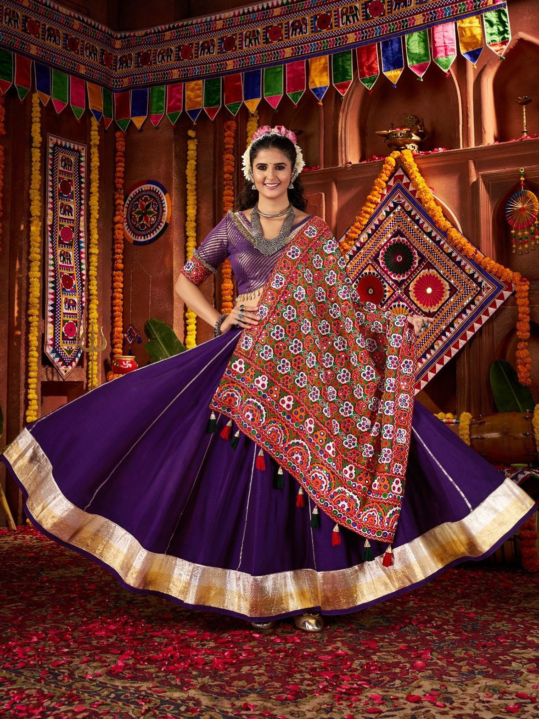 ODETTE Embroidered Made to Measure Lehenga & Semi-Stitched Blouse With Dupatta
