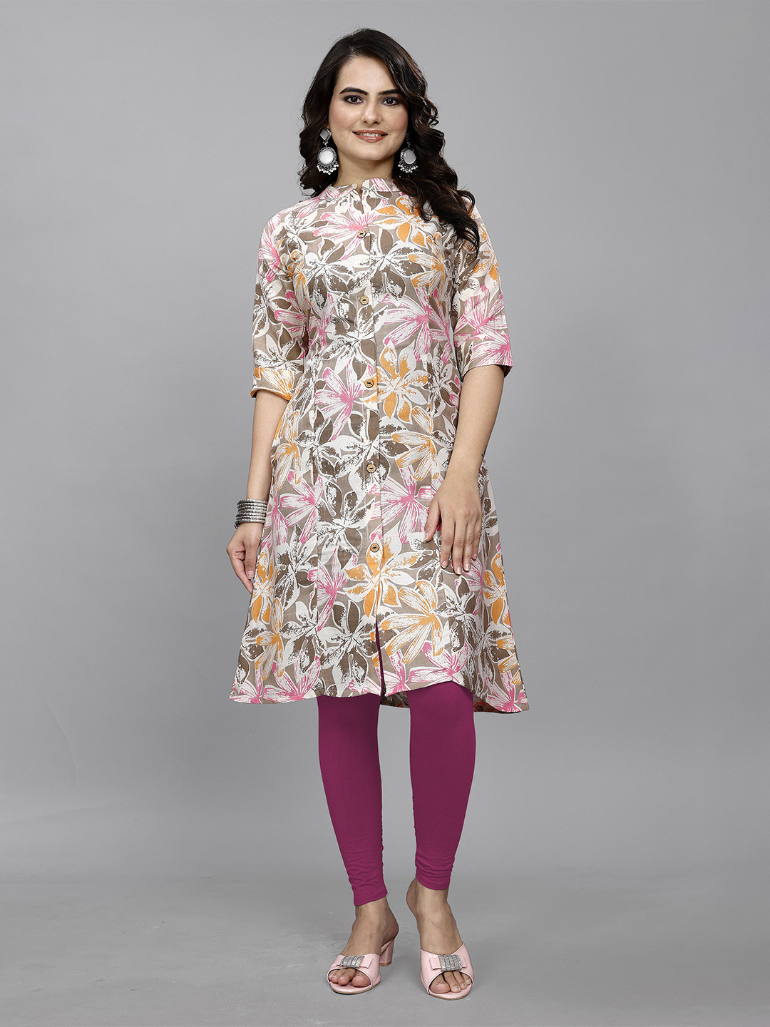 KANGOPI FASHION Women Floral Printed Cotton A-Line Kurta