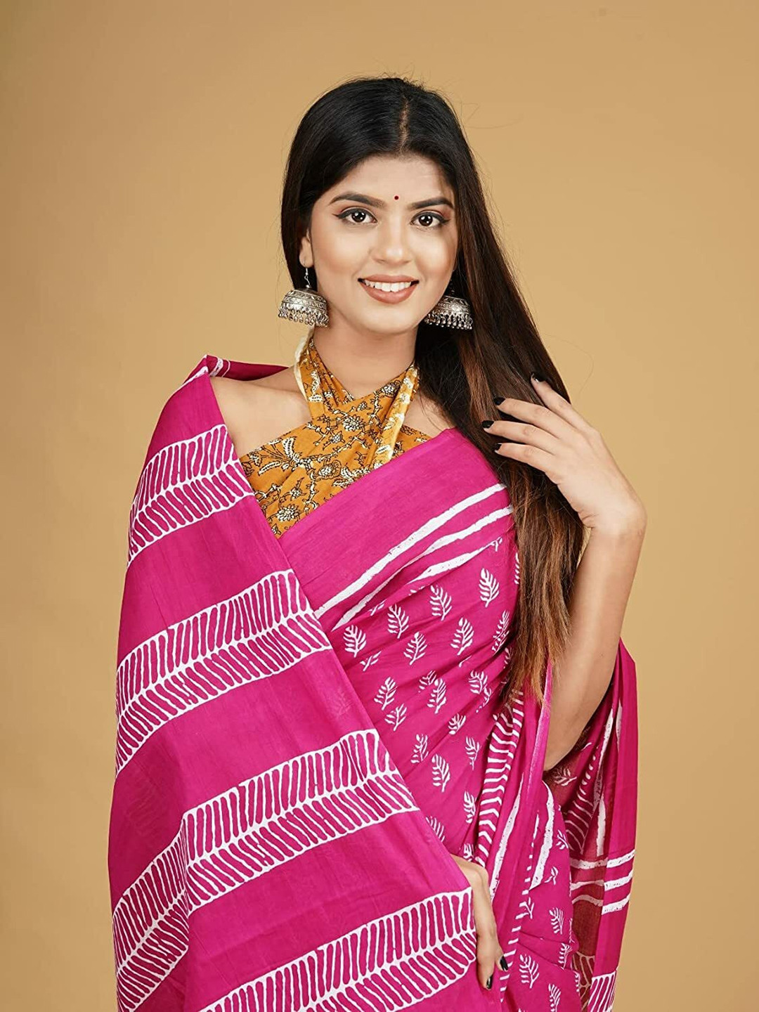 Dastkar Ethnic Motifs Block Printed Pure Cotton Sarees