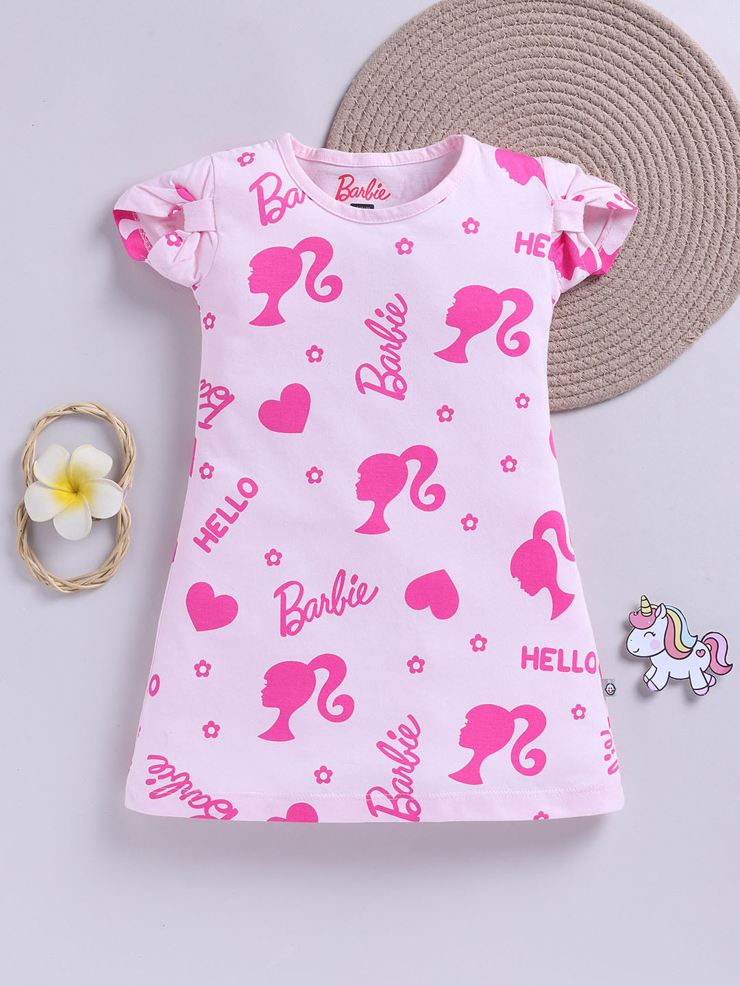 YK X Tinyo Girls Barbie Printed A-Line Dress