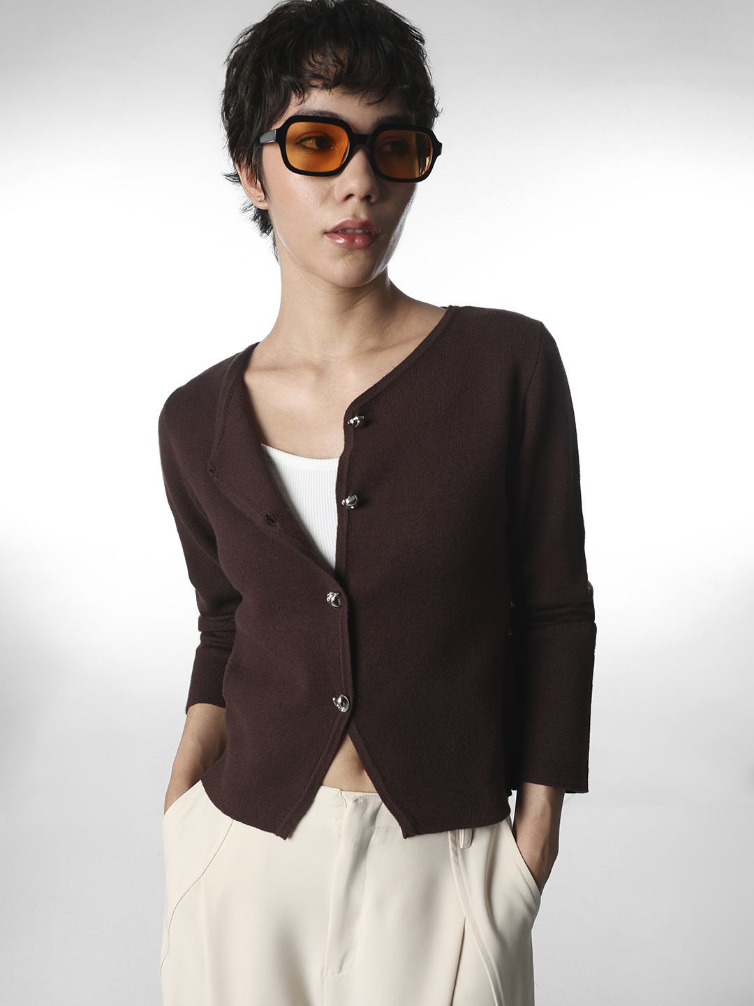 ONLY Women V-Neck Ribbed Cardigan