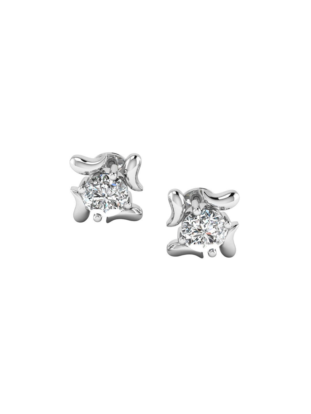 SHINE ETERNAL 18 Kt White Gold Lab Grown Diamond Twirling Diamond Studs