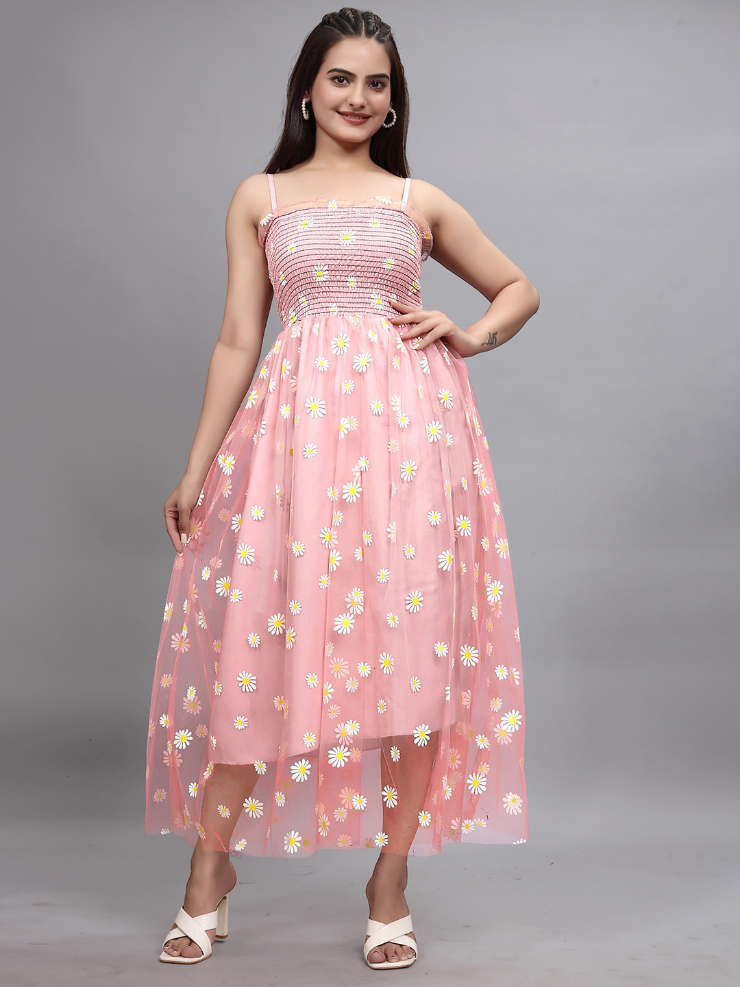 Pinly Women Floral Print Fit & Flare Dress