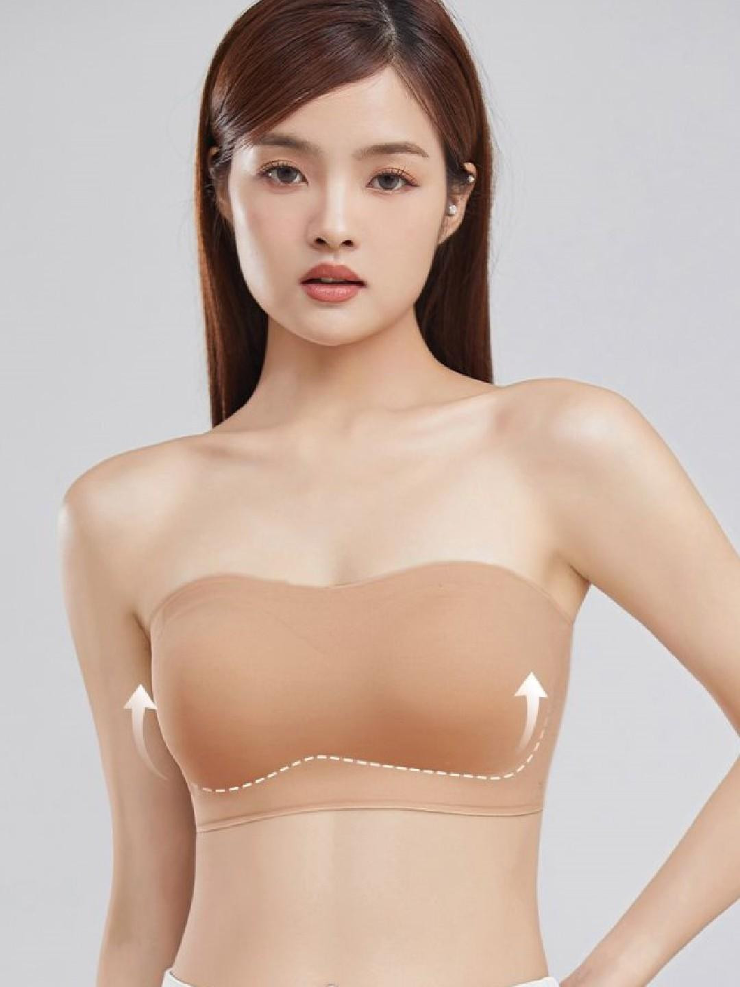 PIFTIF Women No Line Light Padded Seamless Strapless Tube Bra