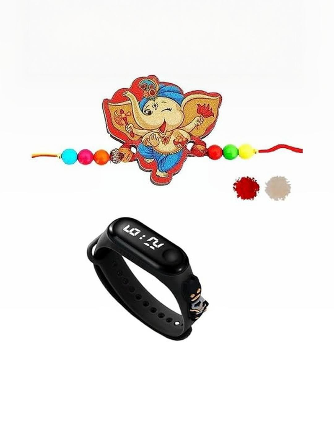 VR Creatives Kids Lord Ganesha Rakhi Combo with Watch and Roli Chawal