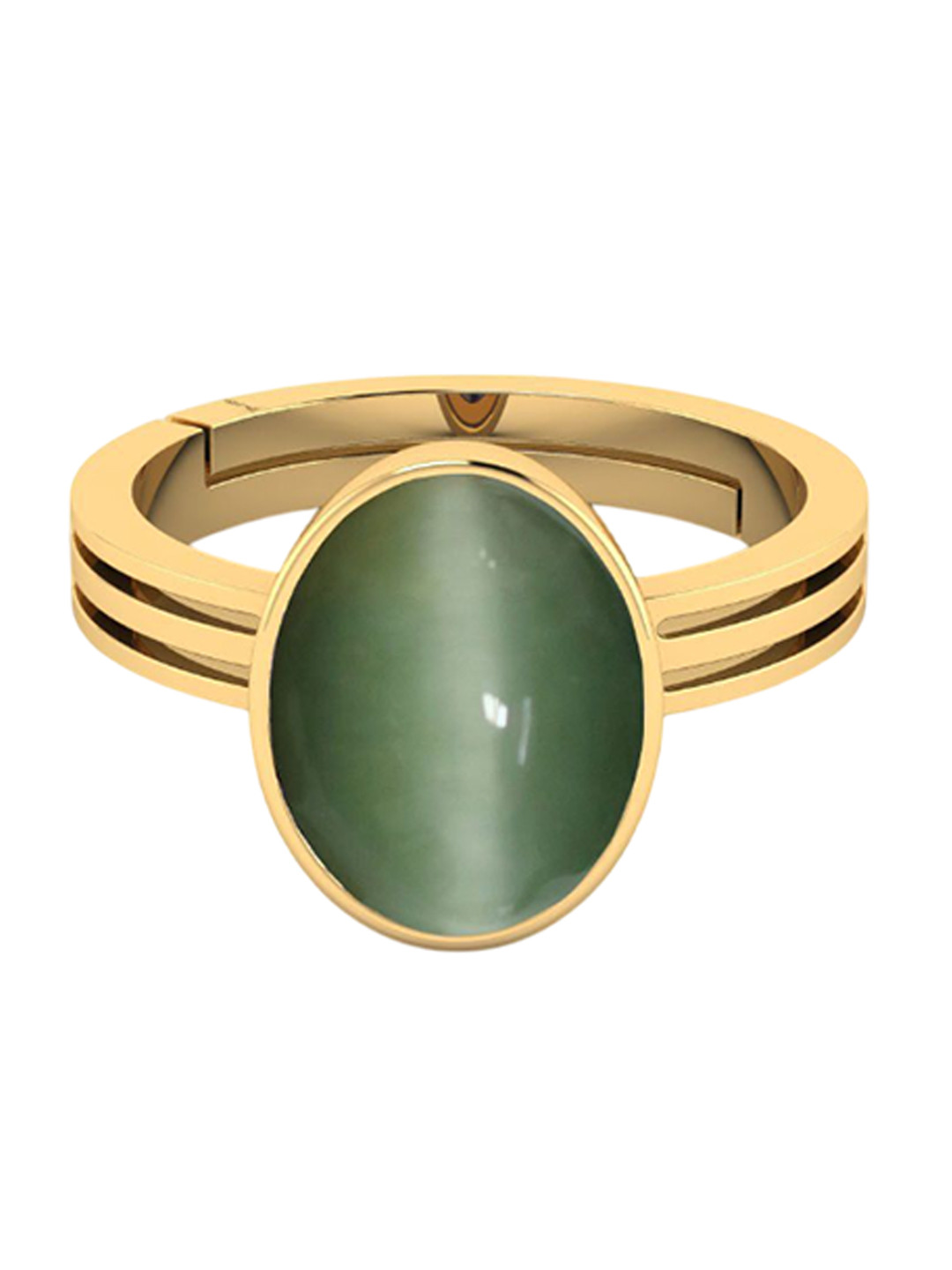 VISHVMA Women 9.25 Ratti Gold Plated & Cats Eyes Gemstone Studded Finger Ring